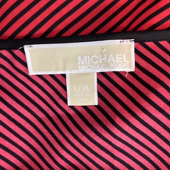 MICHAEL Michael Kors Border Stripe Poncho Blouse Red Black L/XL - Picture 6 of 7